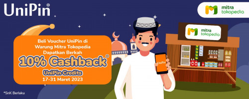 Beli Voucher UniPin di Warung Mitra Tokopedia, Dapatkan Berkah Cashback 10% UniPin Credits